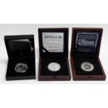 Three 2017 silver proof 1oz coins "Article 50" Krugerrand and 'platinum' wedding, each cased with