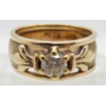 A 9ct gold ring set with a 0.45ct round cut diamond, 7.4g, size L