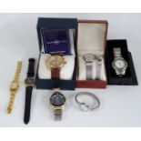 Seven ladies and gentleman's wristwatches including two Rostini, Bradford Exchange Battle of