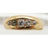 Victorian 18ct gold ring set with diamonds and paste, 4.1g, size R