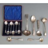 Quantity of Georgian and later hallmarked silver cutlery including William IV caddy spoon, London