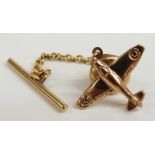 A 9ct gold aeroplane tie pin, 3.2g