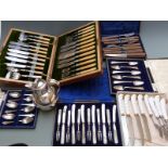 Quantity of cased silver plated cutlery and a Windermere-can silver plated jug
