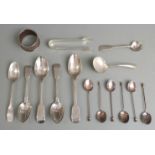 Twelve various 19th century and later hallmaked silver spoons including a set of six thistle