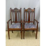 Two Art Nouveau elbow chairs, height 120cm