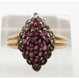 A 9ct gold ring set with rubies and diamonds, 4g, size R