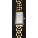 Accurist 9ct gold ladies wristwatch with gold hands and hour markers, mother of pearl dial and