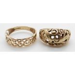 Two 9ct gold rings, 3.9g, size I