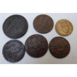 Five various 18thC Conder halfpenny tokens to include Coventry, Leeds and Macclesfield together with