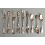 Six FiddleThread and Shell pattern desert spoons, various dates and makers circa William IV,