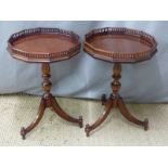 A pair of small octagonal occasional table with gallery top, H65 x D44cm