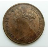 Victorian 1861 young head bronze penny TB reverse, BB obverse EF with lustre