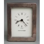Hallmarked silver framed Arthur Price clock, in photograph frame type mount, London 1994, height