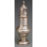 George V hallmarked silver sugar caster of baluster form, Birmingham 1929 maker S Blanckensee &