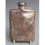 George VI hallmarked silver hip flask with hinged bayonet cap, Birmingham 1937 maker A & J Zimmerman