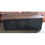 Industrial/haberdashery/shopfitting ammunition box style twin handled metal trunk with hinged