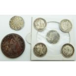 Henry III (1216-1272) hammered silver penny with certificate, together with four silver threepenny