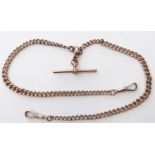 Victorian 9ct rose gold double Albert, 30.8g, 42cm