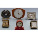 Six vintage mantel clocks etc including Art Deco chrome cased example, Westclox (Scotland), Big Ben,
