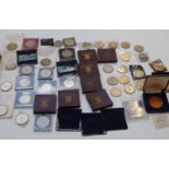 A collection of UK and overseas coinage together with modern crowns, museum copies of hammered coins
