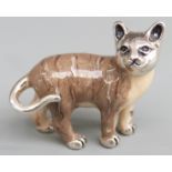 Hallmarked silver novelty model of a cat with enamel body, length 32mm weight 19g