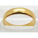 A 22ct gold wedding band/ring, 3.6g, size K