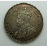 Cyprus, George V silver 45 piastres 1928, crowned bust, lions reverse, VF