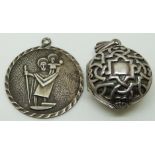 A silver locket and a silver St Christopher