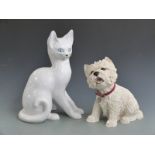 Leonardo Collection dog, height 32cm and a ceramic cat
