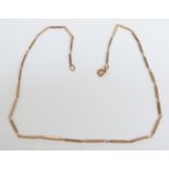 A 9ct gold gold necklace made up of rectangular links, 4.6g, 19.5cm drop