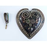Victorian inlaid tortoiseshell heart pendant