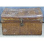 19thC twin handled metal trunk with faux wood effect, W72cm