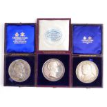 Three cased 19thC silver medal coins, John Charles Earl Spencer and two Charles Duke of Richmond