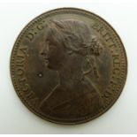 Victorian 1860 young head bronze penny BB NEF with lustre
