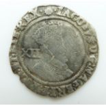 James I (1603-25) hammered silver shilling, rose mint mark obverse, escallop reverse, NVF