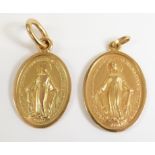 Two 18ct gold religious pendants, 8.6g
