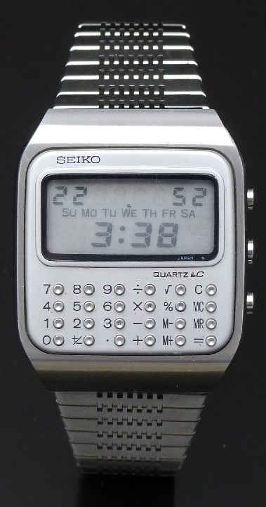 Seiko Calculator gentleman's wristwatch ref. C153-5007 with digital display and stainless steel