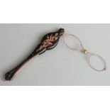 Gold inlaid tortoiseshell lorgnettes, length 15cm