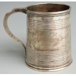 Victorian hallmarked silver tankard of tapering form, London 1863 maker H J Lias & Son, height 8cm