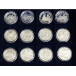 Silver proof Vice Admiral Lord Nelson collection comprising 12 commemorative silver crown sized