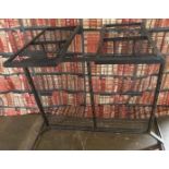 Industrial/haberdashery/shopfitting steel and weldmesh hanging rail with two detachable shelves,