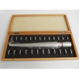 A cased ring sizing set
