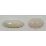 Two oval cut opal cabochons, each approximately 1.7ct
