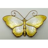 David Andersen Norway brooch in the form of a butterfly set with yellow enamel, 6 x 3.5cm