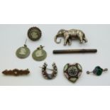 A collection of jewellery including Charles Horner brooch set with enamel, Wedgwood earrings and