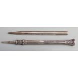 Mordan Everpoint hallmarked silver pencil together with a Victorian pencil with acanthus leaf