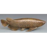 Bronze model of a Saratoga fish, possibly Chinese or Japanese, length 44cm