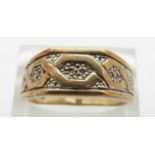 A 9ct gold ring set with diamonds in a Celtic design, 4.6g, size S