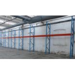 Six bays of heavy duty pallet racking comprising seven 360x90cm uprights and twelve 280cm cross
