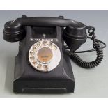 GPO black bakelite telephone 312L, FWR 64/3A to base